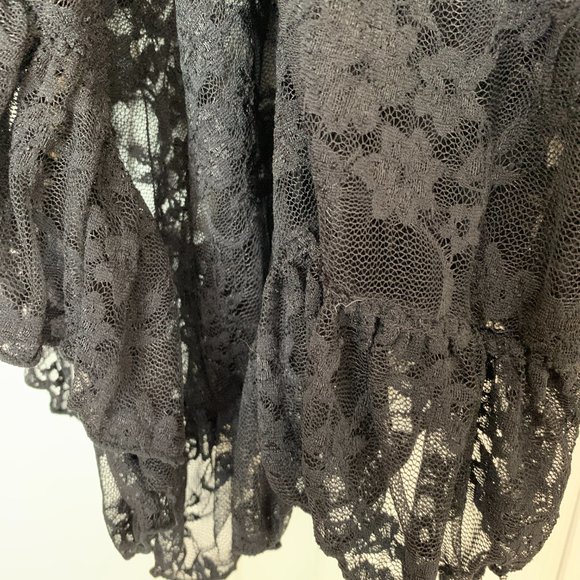 FREE PEOPLE Black Ruffled Lace Jacket Shrug Top Kimono - Picture 6 of 9